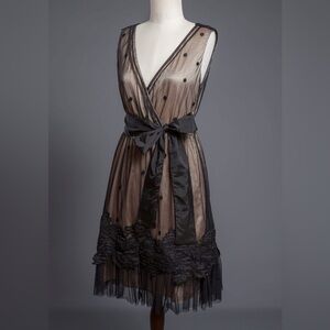 Yoana Baraschi Black and Tan Sheer Lace Robe